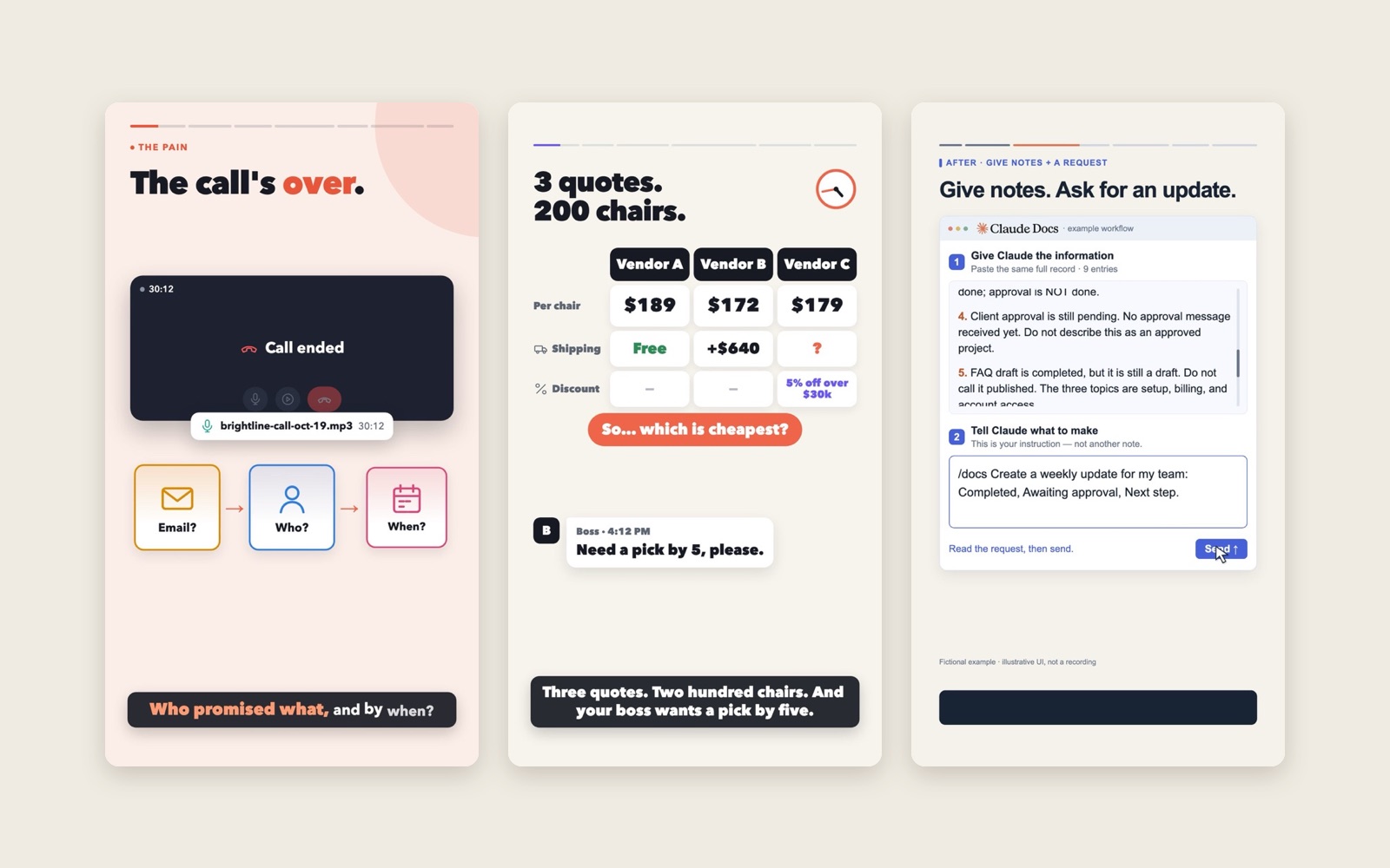 Frames from four AceMode explainer videos